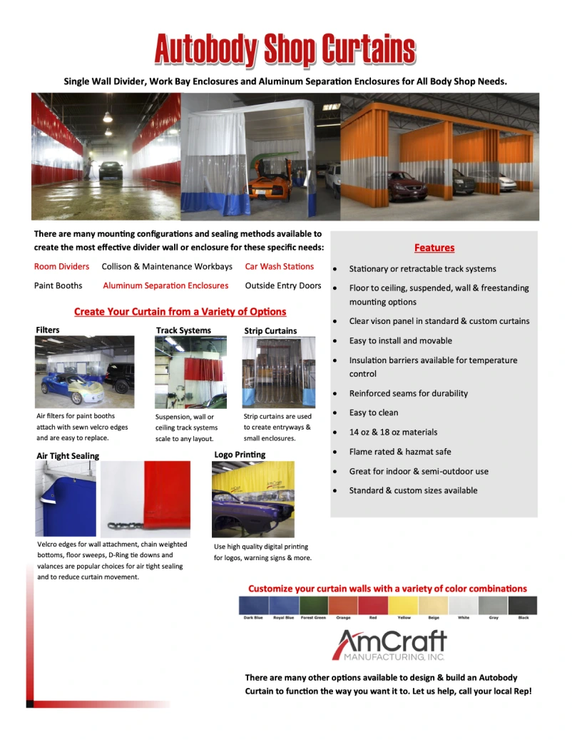 AmCraft Manufacturing Auto Body Shop Curtains Flyer Before