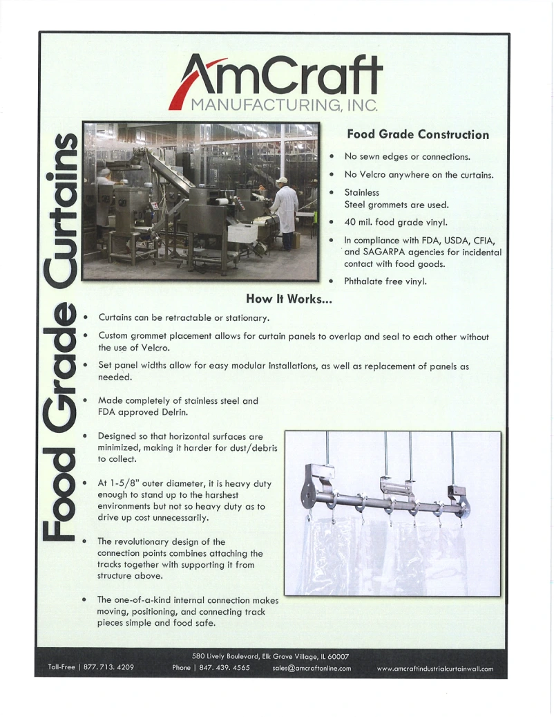 AmCraft Manufacturing Food Grade Curtains Flyer Before